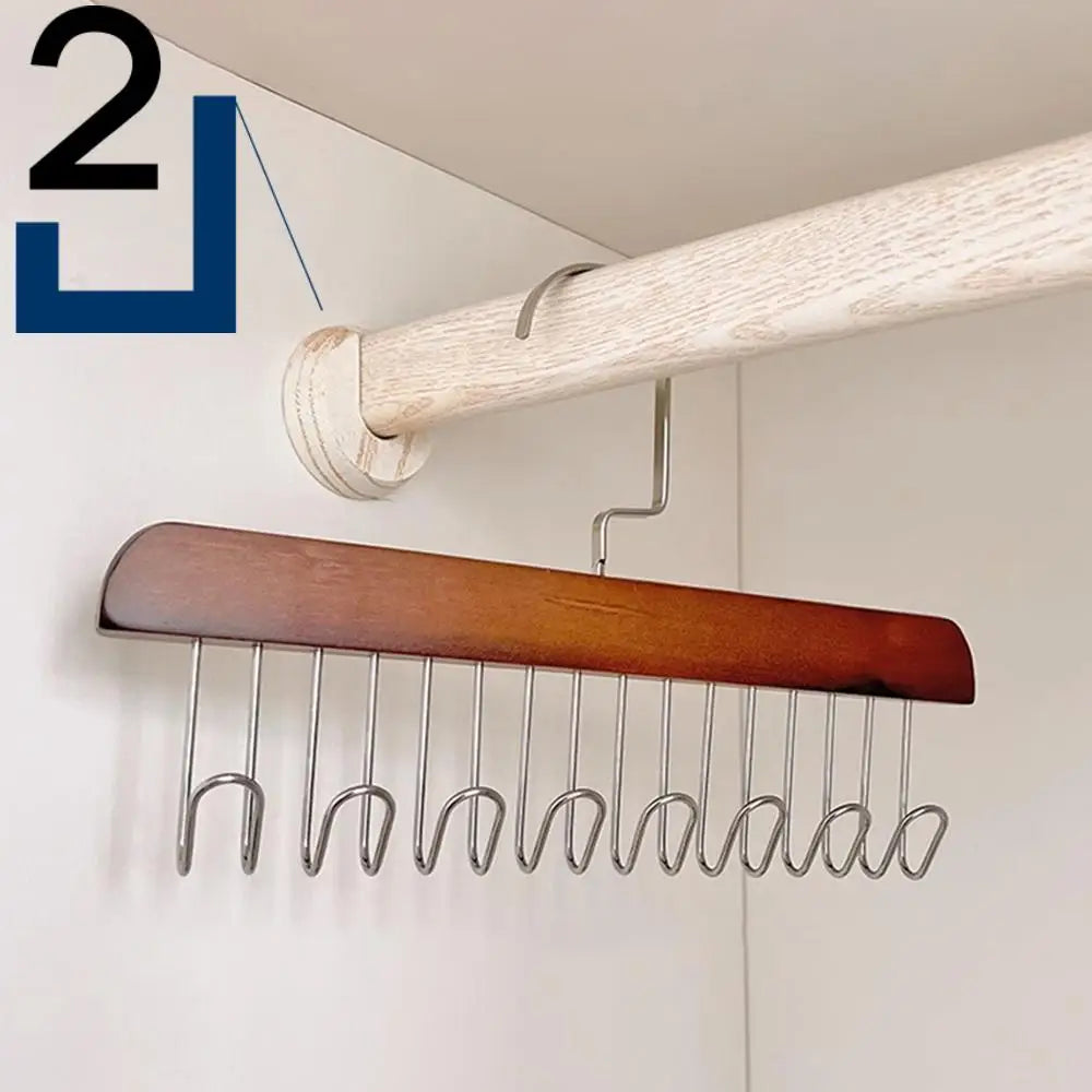 1 /2 Solid Wood 8 Hook Hanger, Underwear, Vest, Tie Multi-Functional Hook, Suitable For Dormitory, Apartment, Bedroom Finishing
