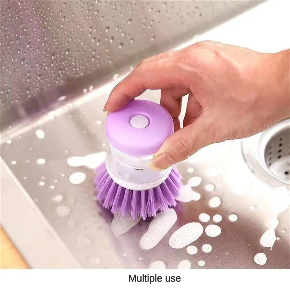 Kitchen Wash Pot Dish Brush With Dispenser Liquid Filling By Pressing Does Not Hurt Pan Automatic Cleaning Brushes