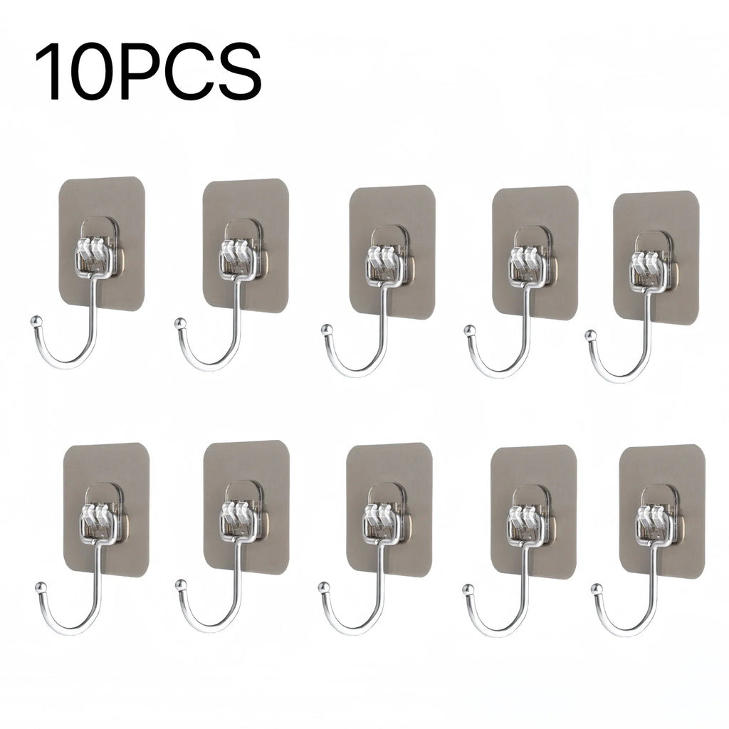 Big Size Hooks Heavy Duty 22 lbs Waterproof Adhesive Wall Hooks Nail-Free Transparent Waterproof Hooks for Kitchen Bathroom