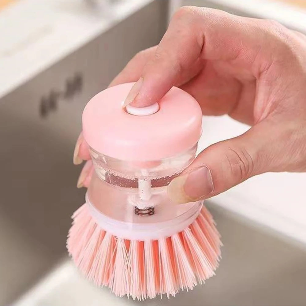 Kitchen Wash Pot Dish Brush With Dispenser Liquid Filling By Pressing Does Not Hurt Pan Automatic Cleaning Brushes