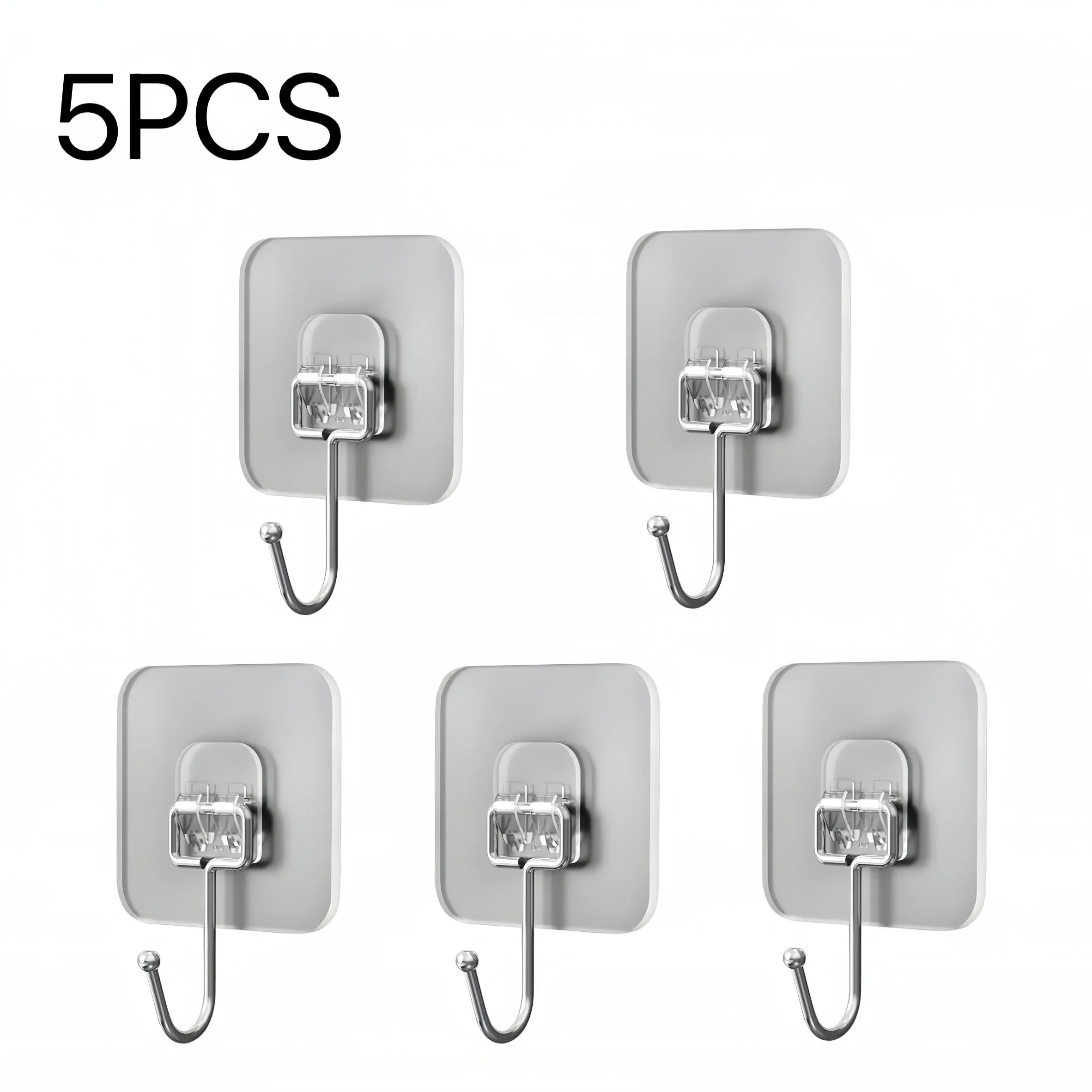 Big Size Hooks Heavy Duty 22 lbs Waterproof Adhesive Wall Hooks Nail-Free Transparent Waterproof Hooks for Kitchen Bathroom