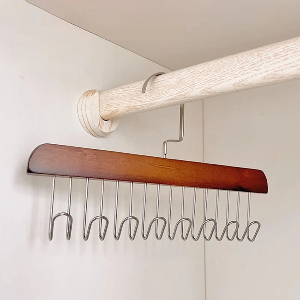 1 /2 Solid Wood 8 Hook Hanger, Underwear, Vest, Tie Multi-Functional Hook, Suitable For Dormitory, Apartment, Bedroom Finishing