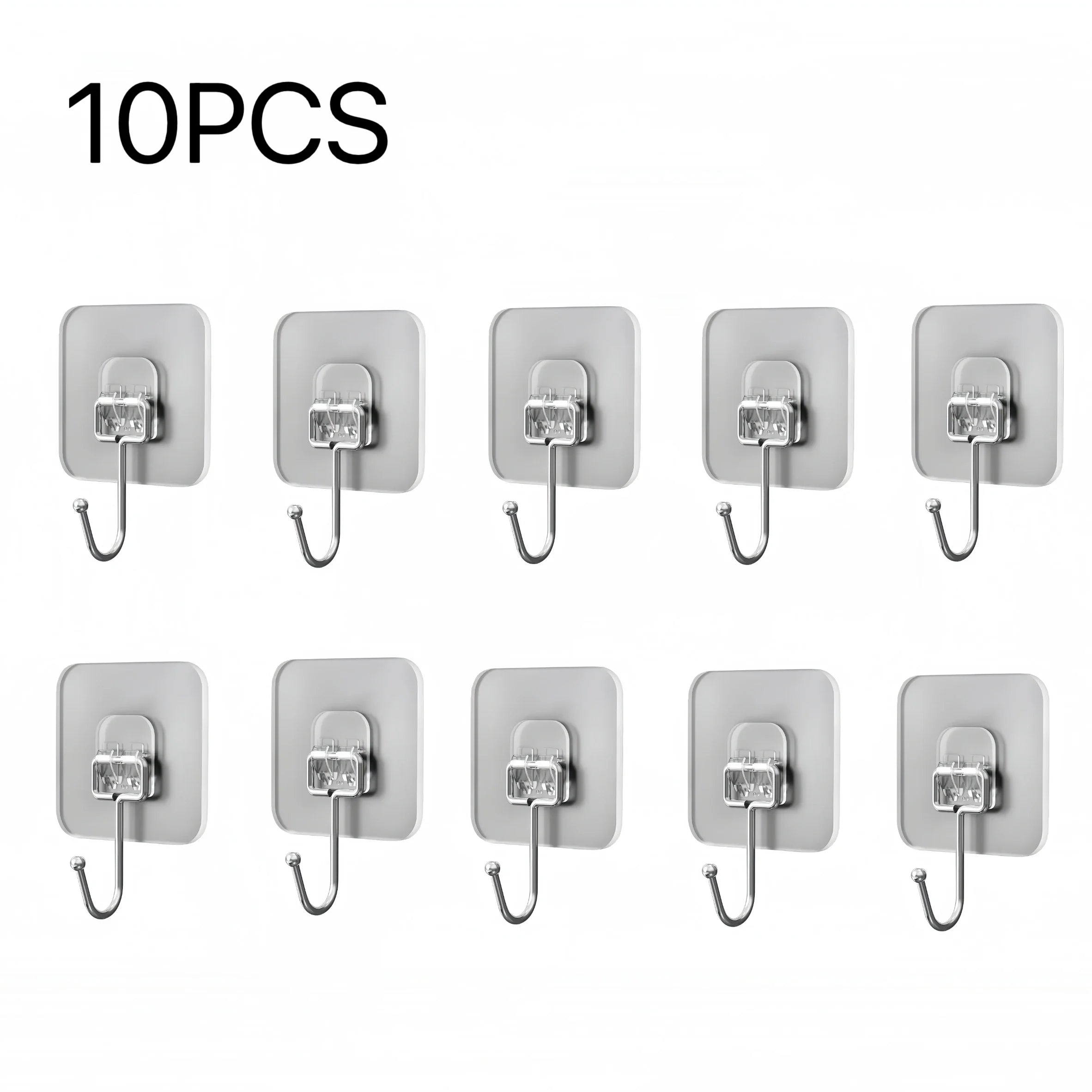 Big Size Hooks Heavy Duty 22 lbs Waterproof Adhesive Wall Hooks Nail-Free Transparent Waterproof Hooks for Kitchen Bathroom