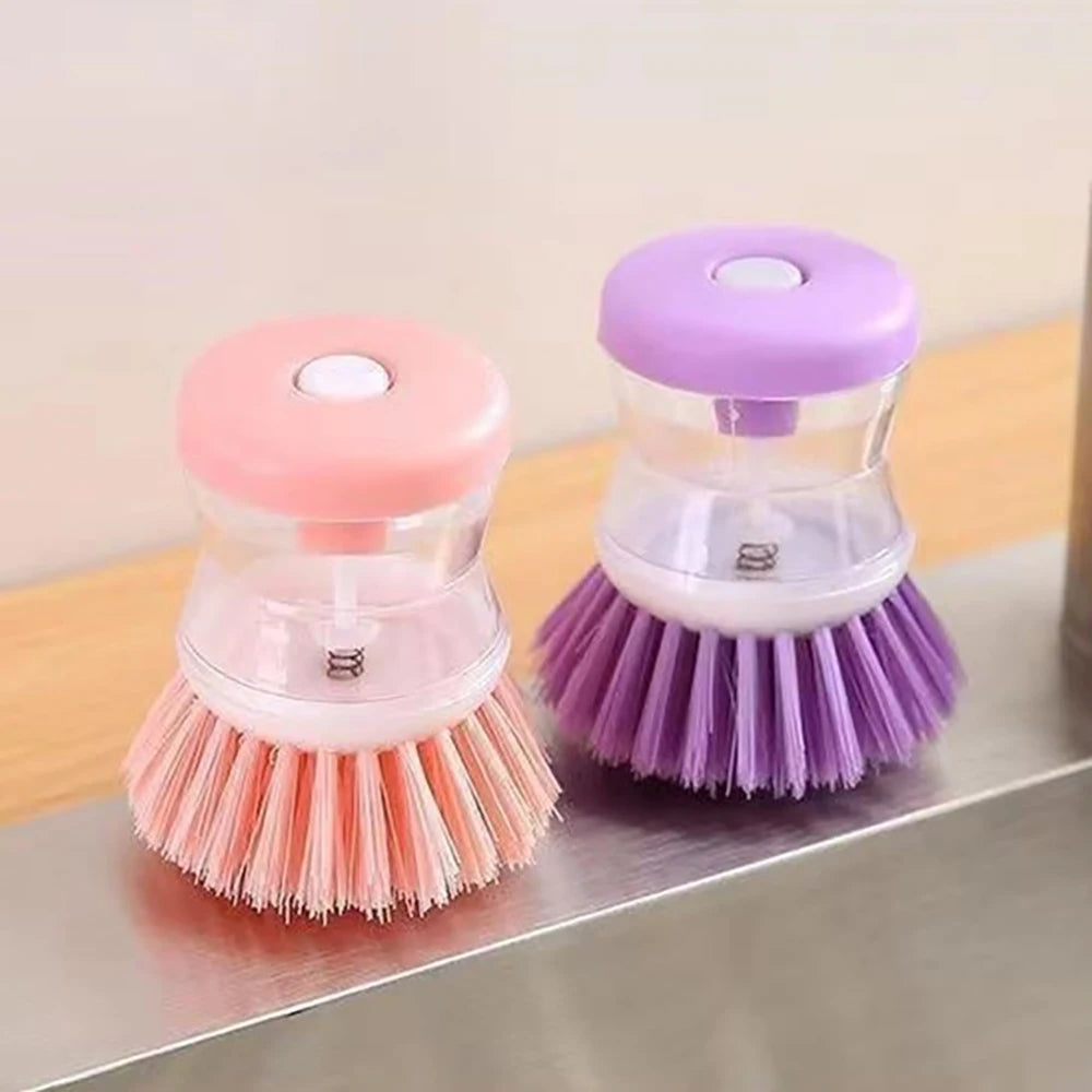 Kitchen Wash Pot Dish Brush With Dispenser Liquid Filling By Pressing Does Not Hurt Pan Automatic Cleaning Brushes