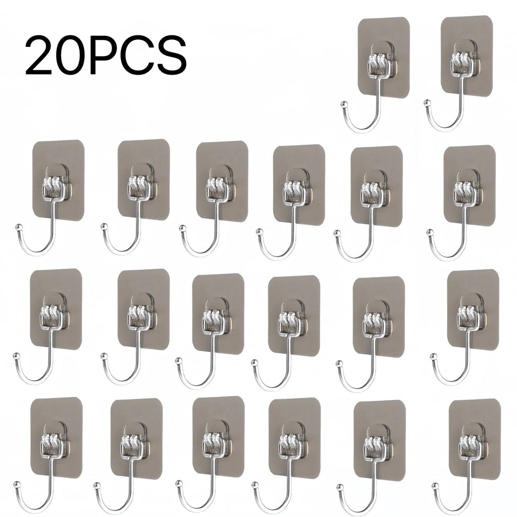 Big Size Hooks Heavy Duty 22 lbs Waterproof Adhesive Wall Hooks Nail-Free Transparent Waterproof Hooks for Kitchen Bathroom